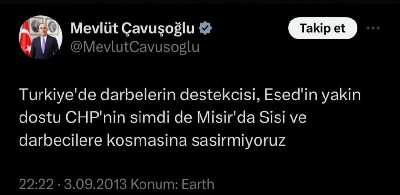 Çavuşoğlu'nun 'Sisi' paylaşımı yeniden gündem oldu