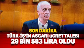 Son Dakika: Türk-İş asgari ücret talebi 29 bin 583 lira oldu